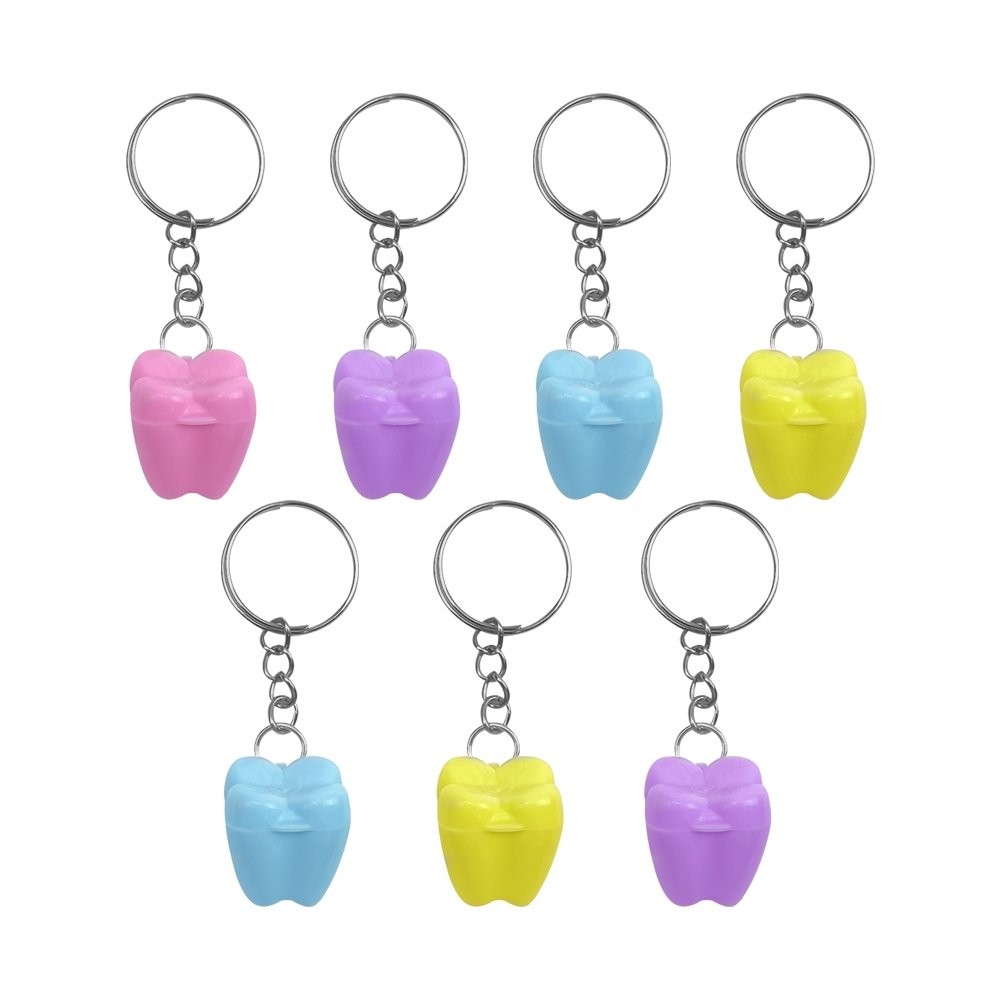 50pcs/bag Tooth Shape Keychain Dental Case Dental Preservation Container Dental Clinic Gift