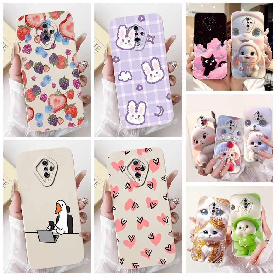 สําหรับVivo S1 Pro 1920 V1945Tปลอกใหม่น่ารักการ์ตูนกระต่ายLove Heart Anti Slipซิลิโคนอ่อนสําหรับVivo X50 Lite Y9s Shell