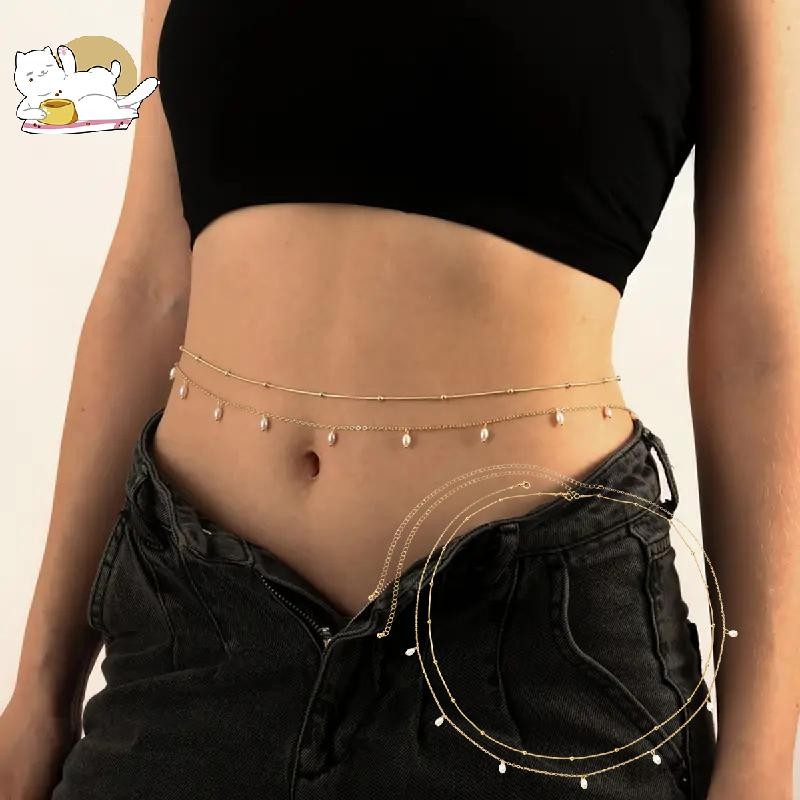 Belly Chain Gold ผู้หญิง Body Chains Belly และปรับสําหรับผู้หญิงสาวเอวบิกินี่ฤดูร้อนเอว Jewellery Be