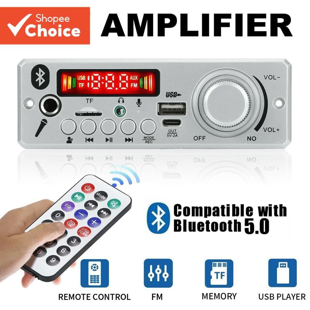 40W 80W เครื่องขยายเสียง DIY MP3 โมดูล 6.5 มม.ไมโครโฟน 12V รถ MP3 เครื่องเล่นบลูทูธ 5.0 วิทยุ FM TF AUX USB แฮนด์ฟรีบันทึก