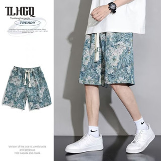 TLHGQ กางเกงขาสั้นผ้าไหมน้ำแข็งฤดูร้อนสำหรับผู้ชาย ชุดชายหาด…