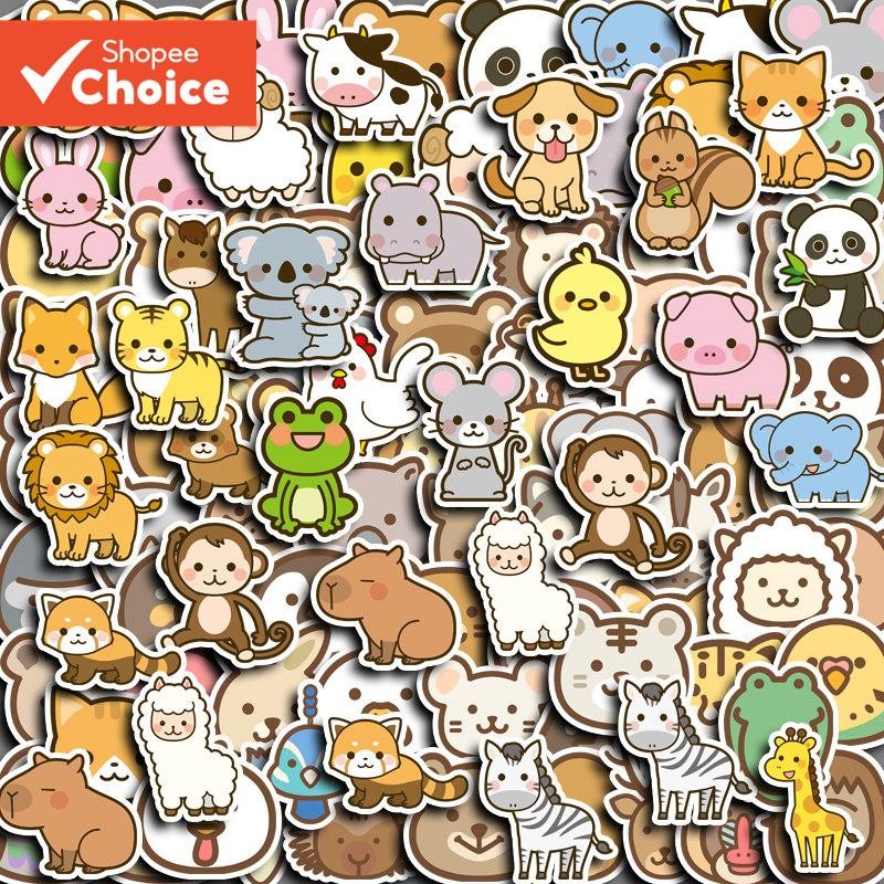 การ์ตูนสัตว์สติ๊กเกอร์100ชิ้นสําหรับแล็ปท็อปคอมพิวเตอร์ขวดน้ํากรณีโทรศัพท์-สติกเกอร์น่ารัก ทําเอง วาชิ สมุดศิลปะหัตถกรรมตกแต่ง