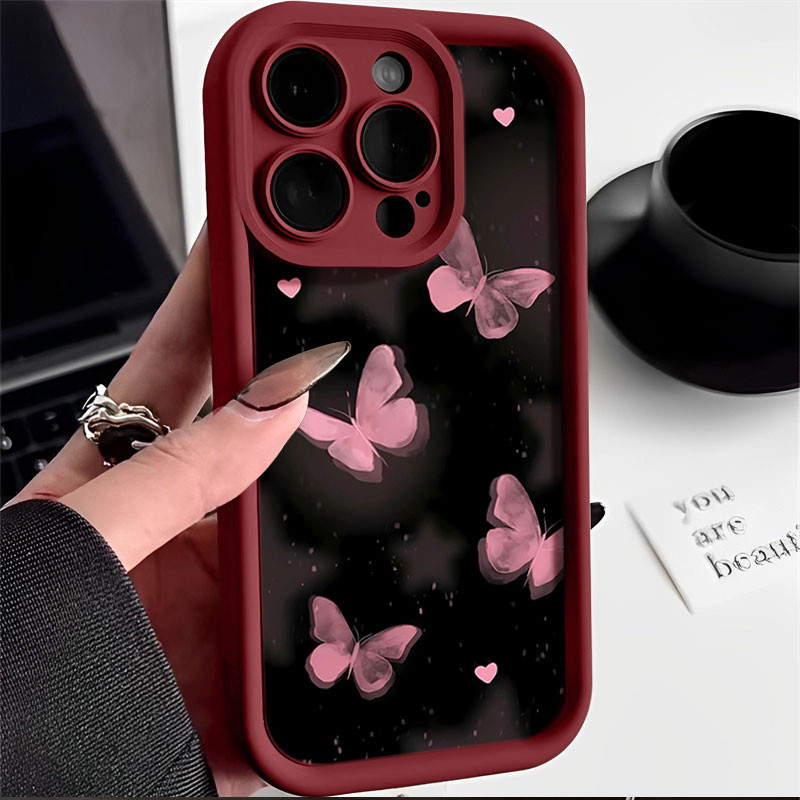 เคสเรดมี่ For Redmi 12 9A 13C 9C 9 10A 9T 12C 10C A1 PLUS A3 Note 12 8 10 13 11 Pro 10s 9 11s 14PRO ผีเสื้อสีชมพู เคส ราคา ถูกที่สุด ดีลบีเคเค แกลเลอรีภาพที่ 5