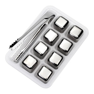 Cubos de gelo de aço inoxidável  4/8 cubo Com Pegador reutilizáveis para Bebidas Drinks