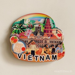 แม่เหล็กติดตู้เย็นไม้ ศาลาว่าการโฮจิมินห์ของเวียดนาม แม่เหล็…