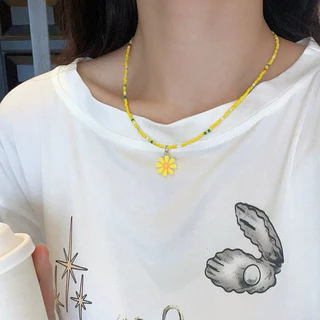 🌸ส่งไวจากไทย🌸 สร้อยคอลูกปัด Y2K ดอกไม้ หลากสี สไตล์แฟชั่น จี้น่ารัก สร้อยไหปลาร้า สำหรับผู้หญิง