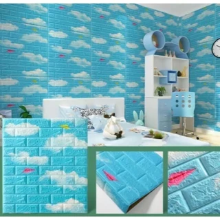วอลเปเปอร์มีลาย 3D Wallpaper ขนาด 70*77*3 Cm มีกาวในตัว วอลเปเปเปอร์ตกแต่งผนัง