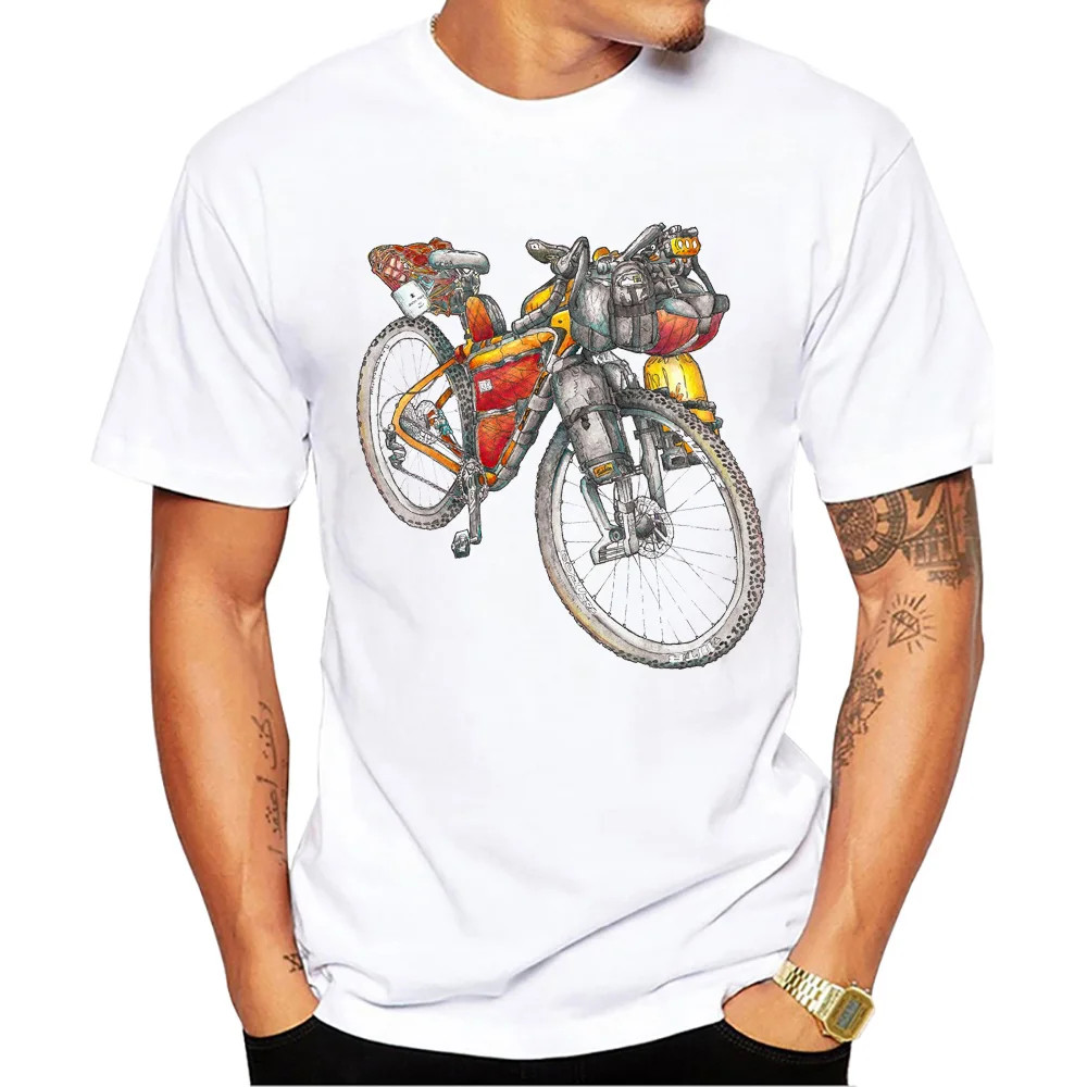 ทีฮับ วินเทจจักรยาน ท็อปส์ขี่กรวดพิมพ์เสื้อยืดจักรยานเสือภูเขาสำหรับผู้ชาย ทีเสื้อเก่าจักรยานชายสบายๆ - รูปที่ 7