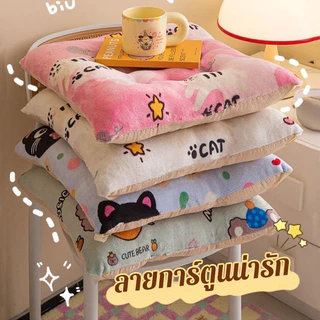 🥰 เบาะรองนั่ง 40x40cm เบาะรองนั่งทรงสีเหลี่ยม นุ่มสบาย พร้อมเชือกคล้องเก้าอี้ ลายการ์ตูนน่ารัก สําหรับตกแต่งบ้าน