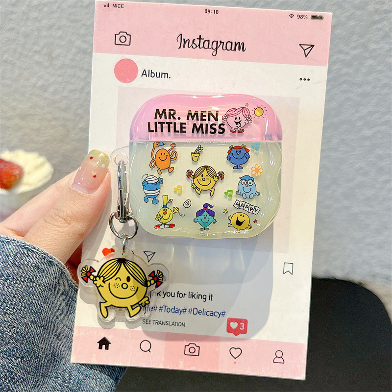 นาย Qi และ Miss Miao+จี้สําหรับ AirPods 1/2 3 Pro Pro2 Airpods4 耳机套装 无线蓝牙保护套 AirPods Pro2 3 4耳机保护套