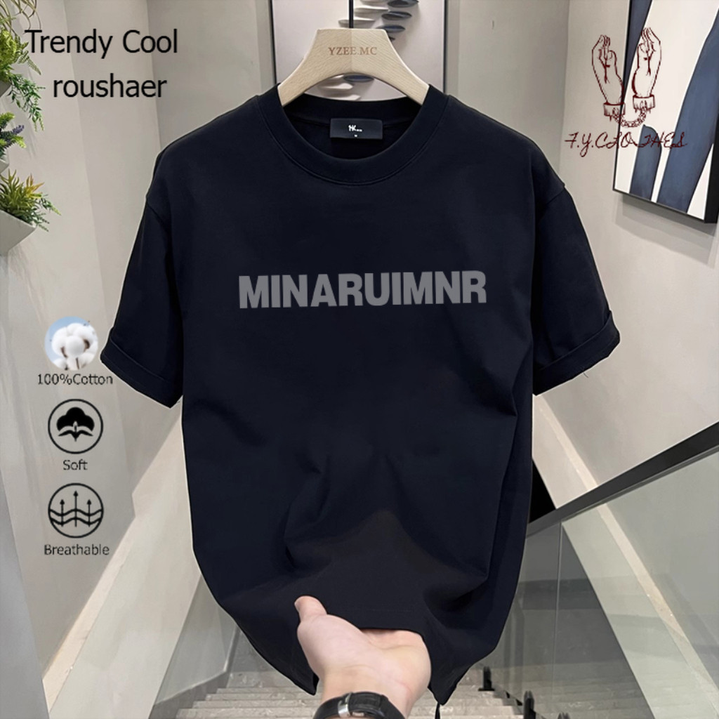 (จัดส่งภายใน 24 ชม.) เสื้อยืดแขนสั้นผู้ชายฤดูร้อนผ้าฝ้าย 100% เวอร์ชั่นเกาหลีใหม่พิมพ์ลายภาษาอังกฤษ