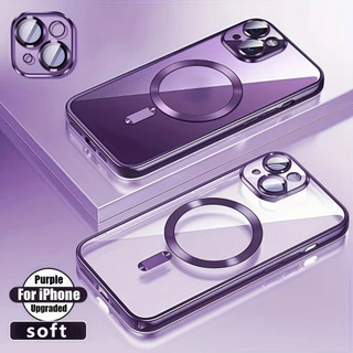 เคสโทรศัพท์โปร่งใสแบบแม่เหล็กเคลือบด้วยไฟฟ้าหรูหราเหมาะสําหรับ ไอโฟน 11 12 13 14 15 16 มือโปร สูงสุด บวก