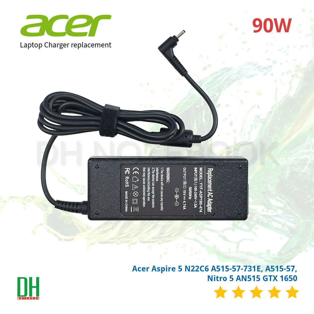 สายชาร์จ Adapter Acer 90W 19V 4.74A หัว 3.0*1.1 มม. สำหรับ Acer Aspire 5 N22C6 A515-57-731E, A515-57