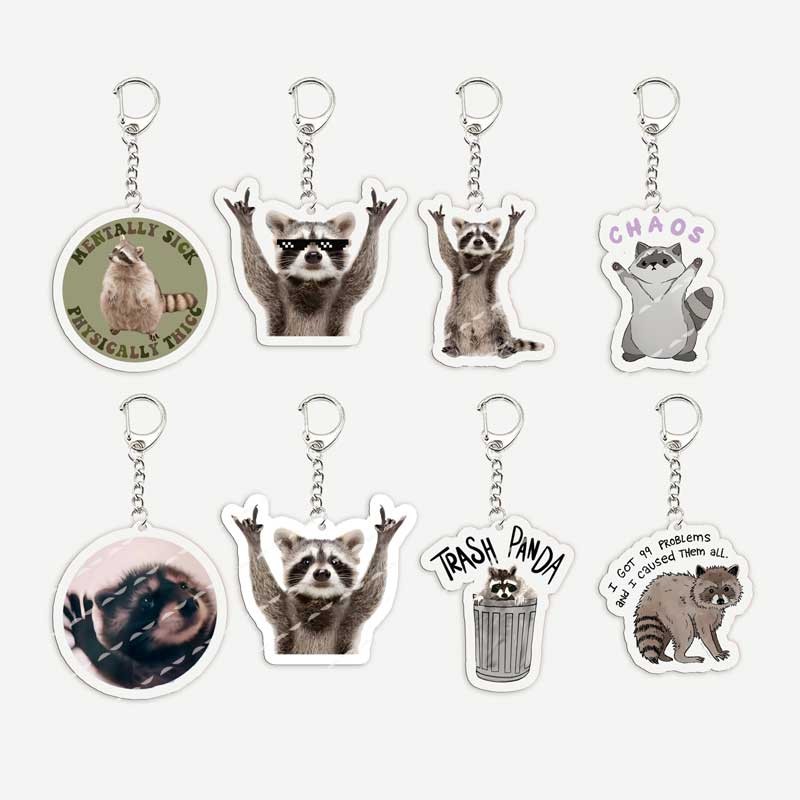 Sevivimli Rakun Memes Anahtarlette Akrilk Komik Memes Rakun Tırnahlık Akük