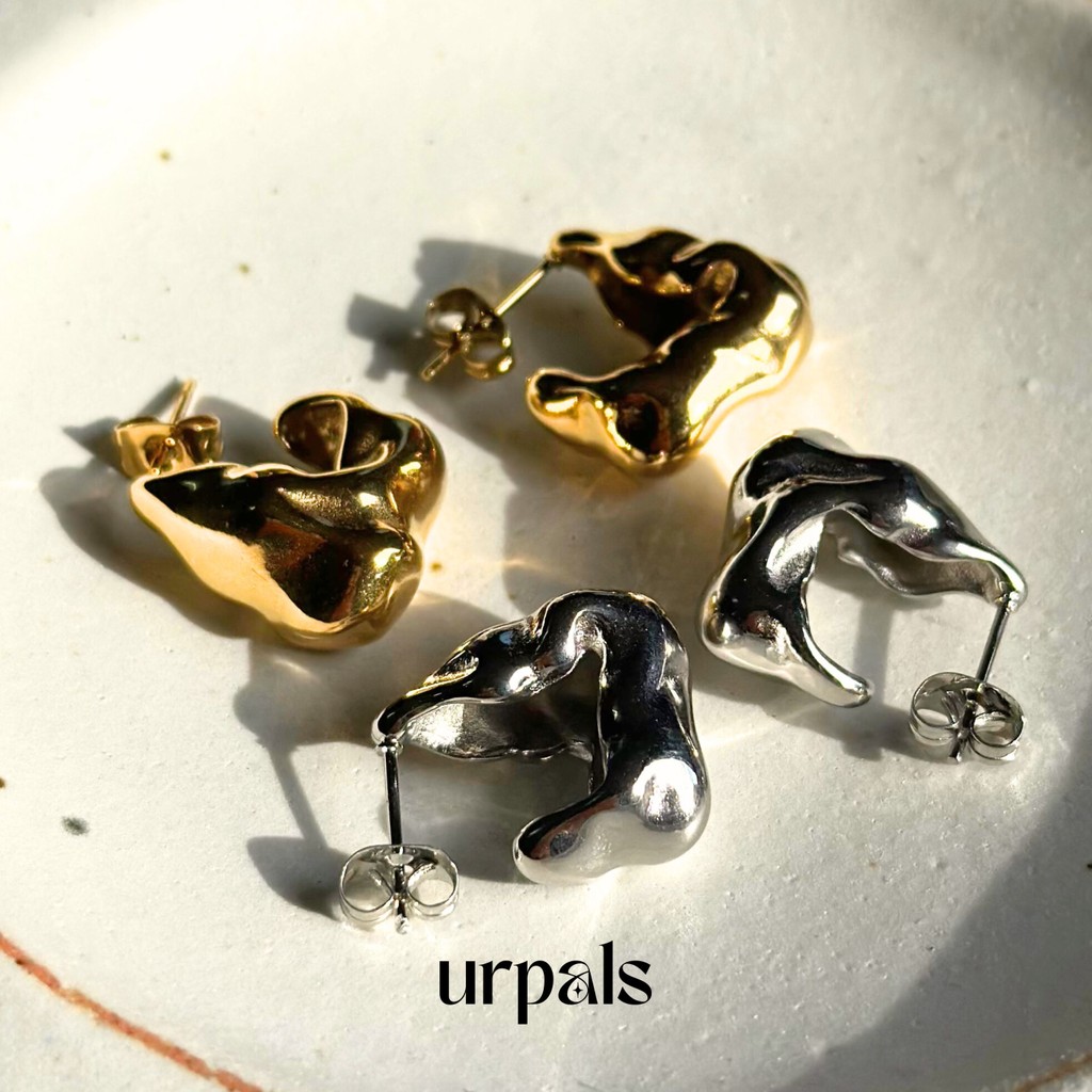 URPALS ต่างหู ต่างหูห่วง Stainless ชุบทอง 18K แมทง่าย ไม่ลอกไม่ดำ โดนน้ำได้