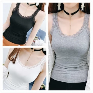 สุภาพสตรีลูกไม้ เสื้อชั้นในสตรี ลำลองคอวี กั๊กแขนกุด สไตล์ใหม่ แฟชั่นเสื้อผ้าหลวม