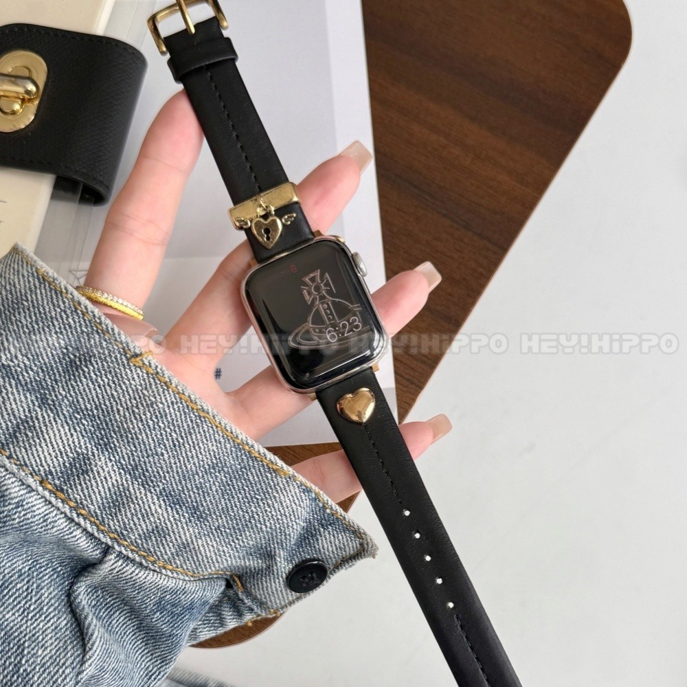 สายจี้หัวใจโลหะเหมาะสําหรับ ฉันดู 10 9 8 7 6 5 4 3 2 1 สายหนังเหมาะสําหรับสมาร์ทวอทช์ ชุด 49/46/45/44/42/41/40/38มม
