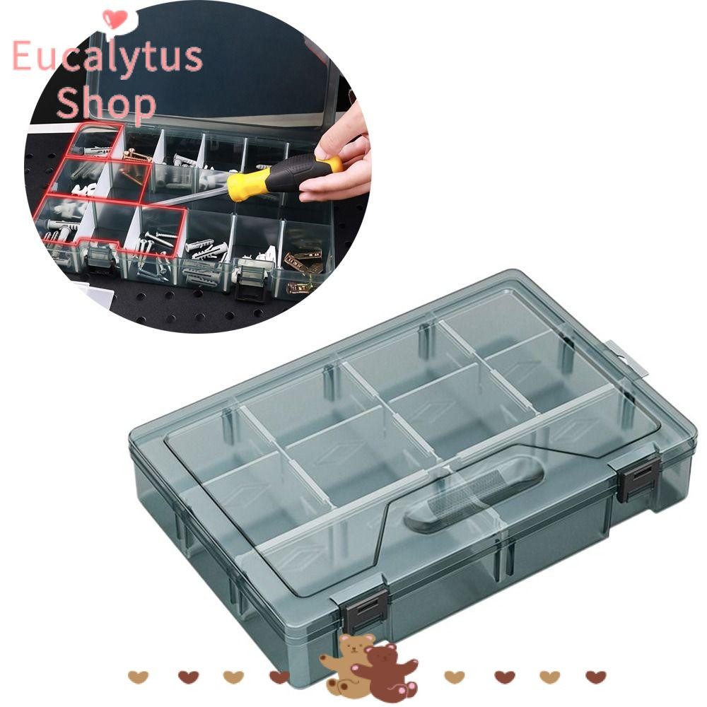 EUCALYTUSS กล่องเครื่องมือพลาสติก,หนาที่ถอดออกได้ตารางสกรูกล่องเก็บ,โปร่งใสมัลติฟังก์ชั่เจาะบิตอุปกรณ์เสริมการจําแนกเครื่องมือ