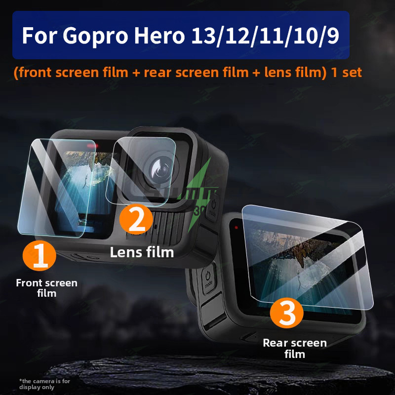 ฟิล์มกันรอยจอ LCD สำหรับ Go Pro Hero 13/12/11/10/9 กระจกนิรภัยสำหรับหน้าจอ Ultra HD ความแข็ง 9H ฟิล์