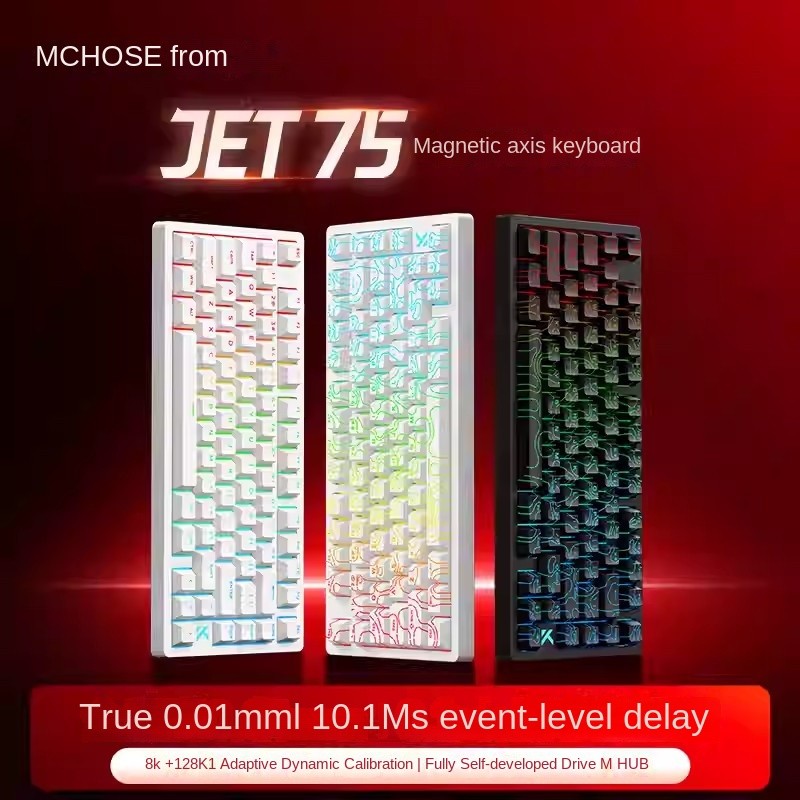 Mchose Jet75 คีย์บอร์ดเครื่องกลสวิตช์แม่เหล็กแบบมีสาย