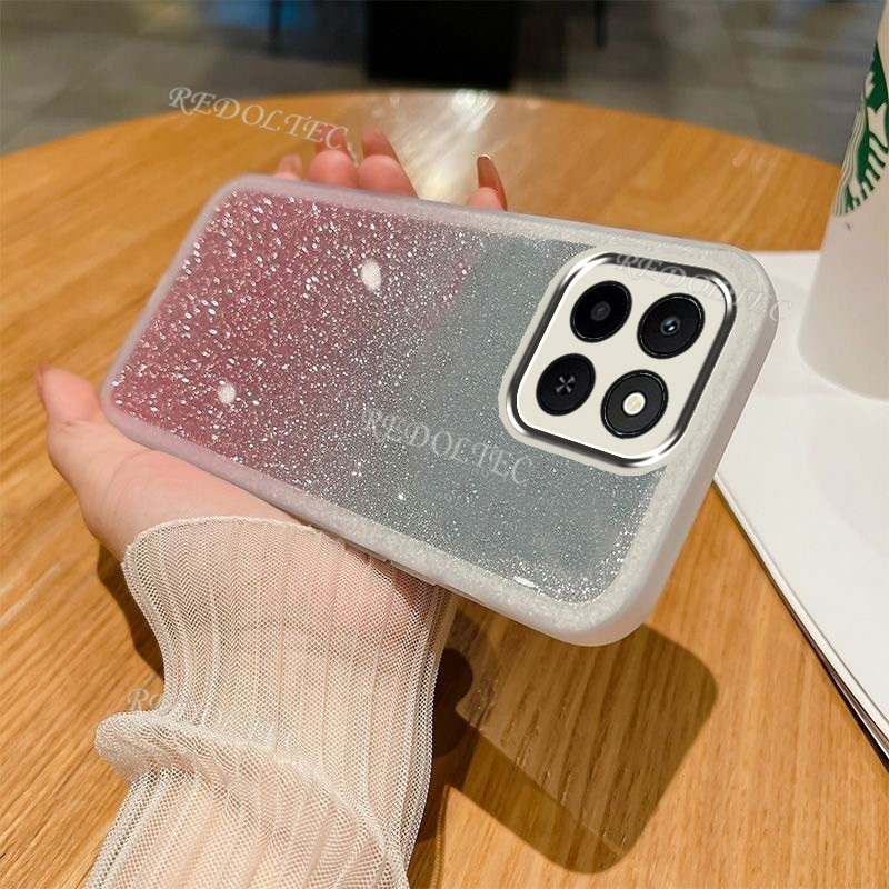 เคส Honor X6C 4G Luxury Glitter Casing HonorX6C Gradient Bling Clear Silicone Cover พร้อมการป้องกันเลนส์