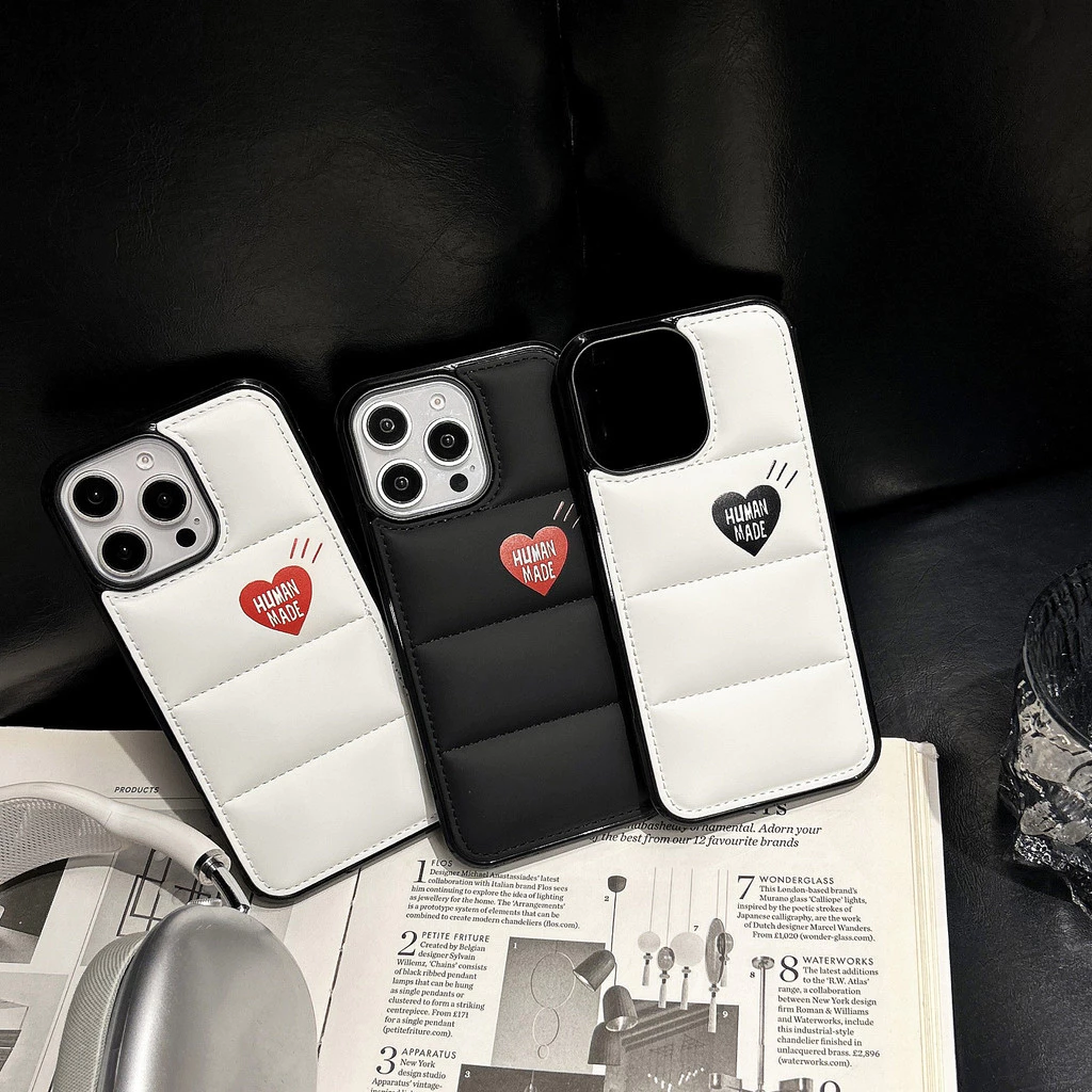 Love Heart simple Down JacketสําหรับIPHONE 16 15 14 13 12 11 PROMAX PLUS MINIฝาครอบป้องกันTPUกรณี