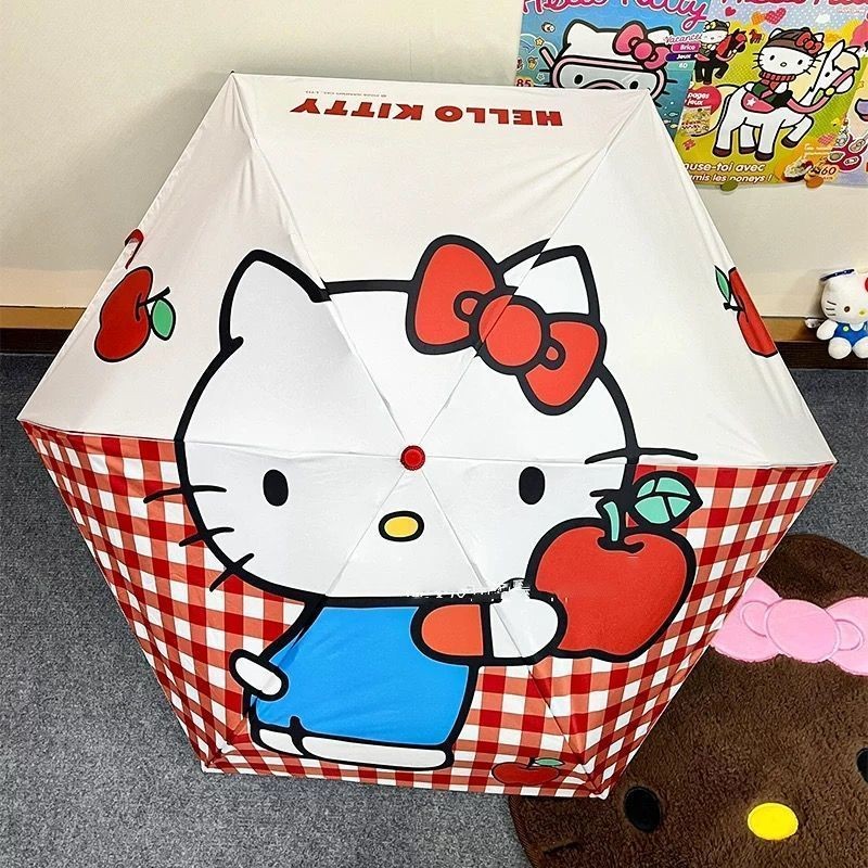 【พร้อมส่งในจีน】ร่มกันแดด ลายการ์ตูน คิ๊ตตี้ Kitty กันฝน แบบพกพา น่ารัก สีสัน แฟชั่นฤดูร้อน