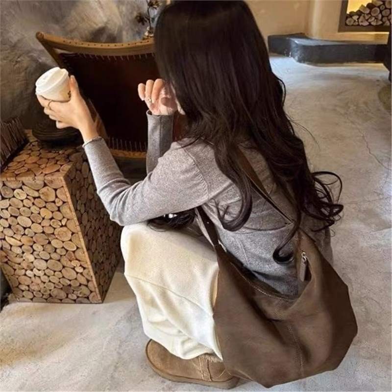 2026 Hot Style Melard Suede Dumpling Bag Retro Zipper Suede Bag