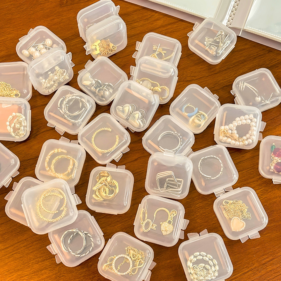 กล่องพลาสติกใส ขนาดเล็ก แบบพกพา สําหรับใส่เครื่องประดับ ต่างหู สร้อยคอ ต่างหู - รูปที่ 2