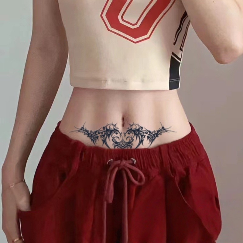 สีดําเพชรรูปแบบสักสาวเซ็กซี่กระดูกไหปลาร้าพืชสักสติกเกอร์รอยสักกันน้ํายาวนาน15วันสติกเกอร์ผิวชั่วคราวสักปลอม - รูปที่ 3