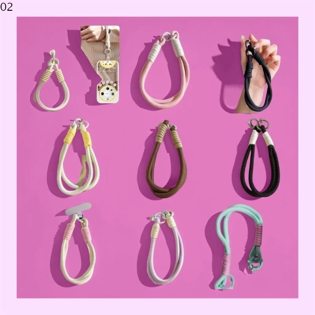Phone Lanyard ความคิดริเริ่ม สายคล้องโทรศัพท์มือถือ สไตล์วินเทจ Weave เชือกเส้นเล็ก สีน้ําตาล Colorful แบบเรียบง่าย