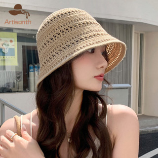 ส่งเร็ว💥หมวกฟางปีกกว้าง ทรงบักเก็ตสาน แบบรูกลวง กันแดด แฟชั่…