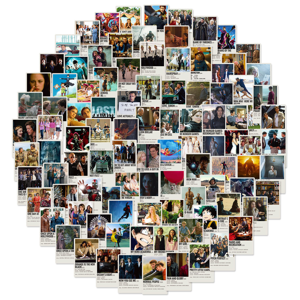 ชุดสติ๊กเกอร์ภาพยนตร์ Dopamine - สติ๊กเกอร์ปลอดสาร BPA 100 ชิ้นสําหรับของขวัญเทศกาล & Tech Aesthetics blingbulingsticker