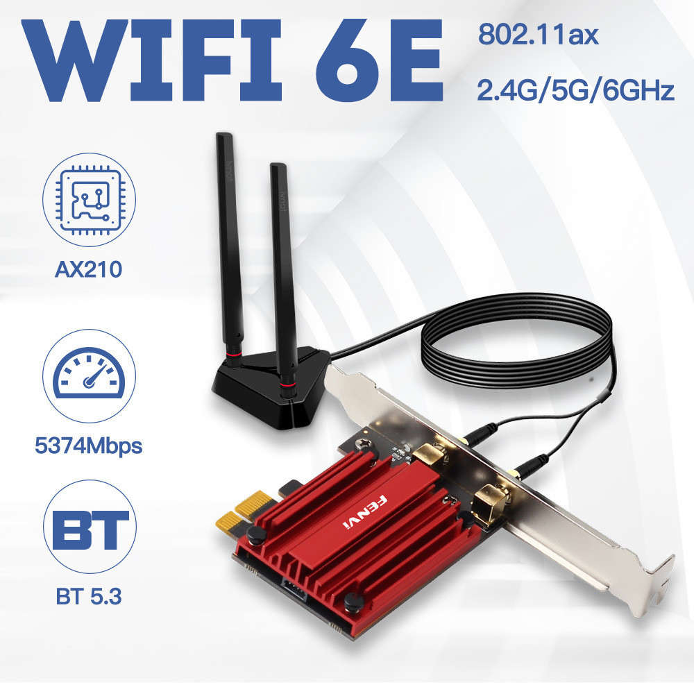 PCIE AX210 Intel Wi-Fi 6E Bluetooth 5.3 MU-MIMO AX210NGW 802.11ax Tri-Band Wi-Fi Adapter 2.4/5/6 GHz