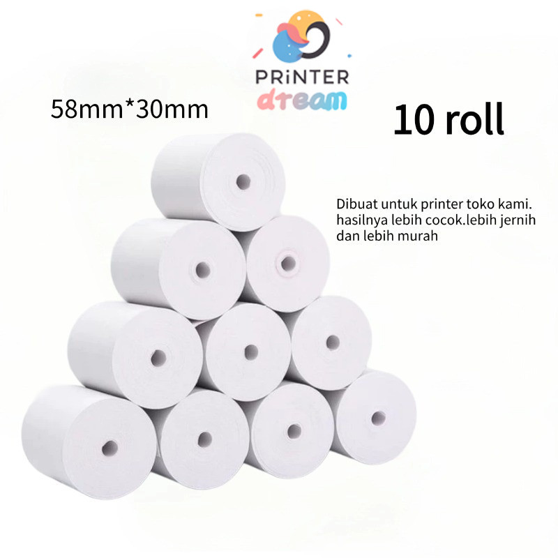 ใบเสร็จรับเงินความร้อน 58x30 ม้วนกระดาษแคชเชียร์ใบเสร็จรับเงิน 10 ม้วน SUPPROT POS-58b/POS58A/MP-58A