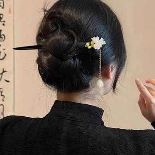Antique Lily of The Valley ดอกไม้พู่ Hairpin ผู้หญิง High-end Hanfu ไม้จันทน์อุปกรณ์เสริมผม