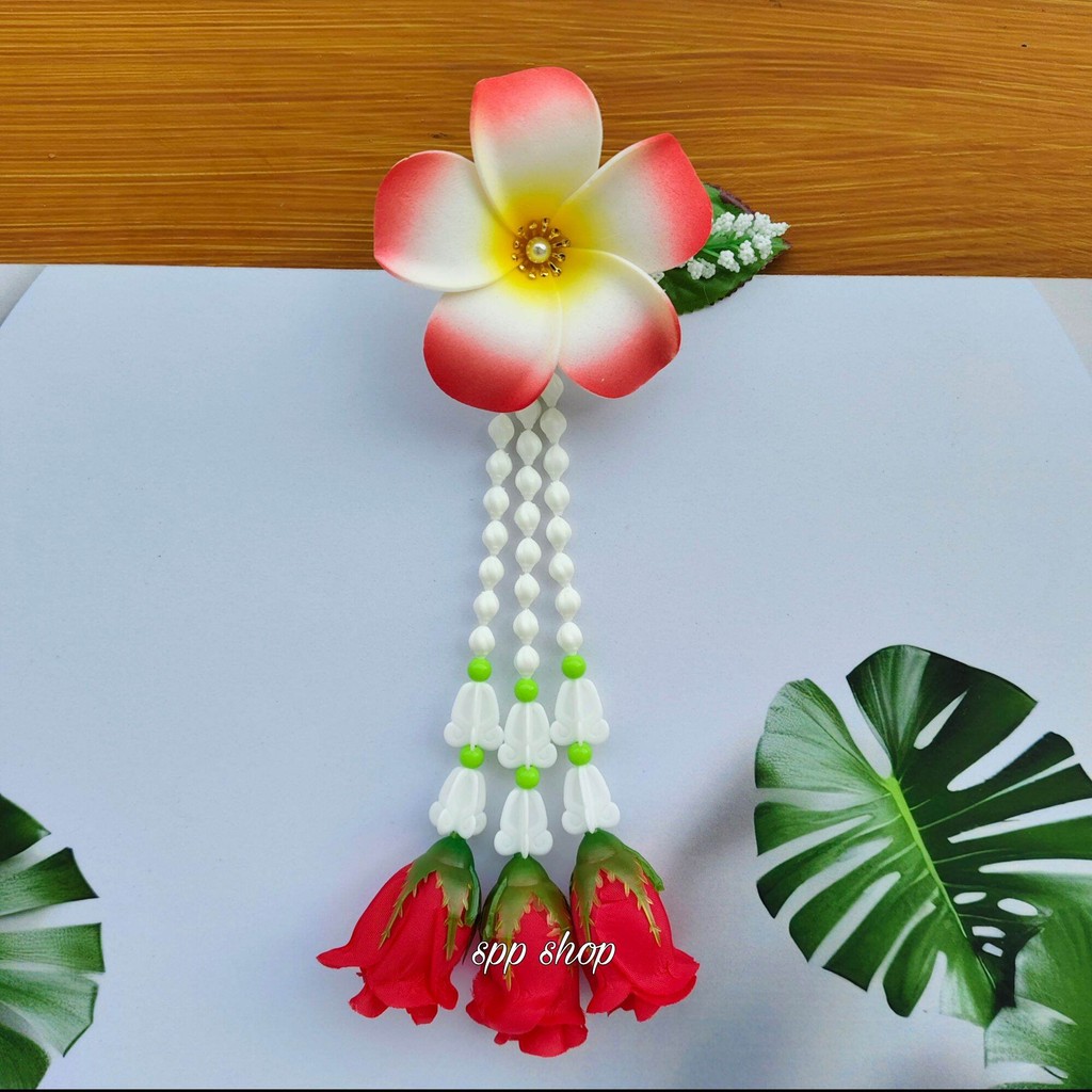 กิ๊บดอกไม้ กิ๊บดอกลีลาวดี ห้อยชายอุบะ กิ๊บติดผม ฟ้อนรำ เต้นรำ ใส่ได้ทั้ง เด็ก และ ผู้ใหญ่ - รูปที่ 4