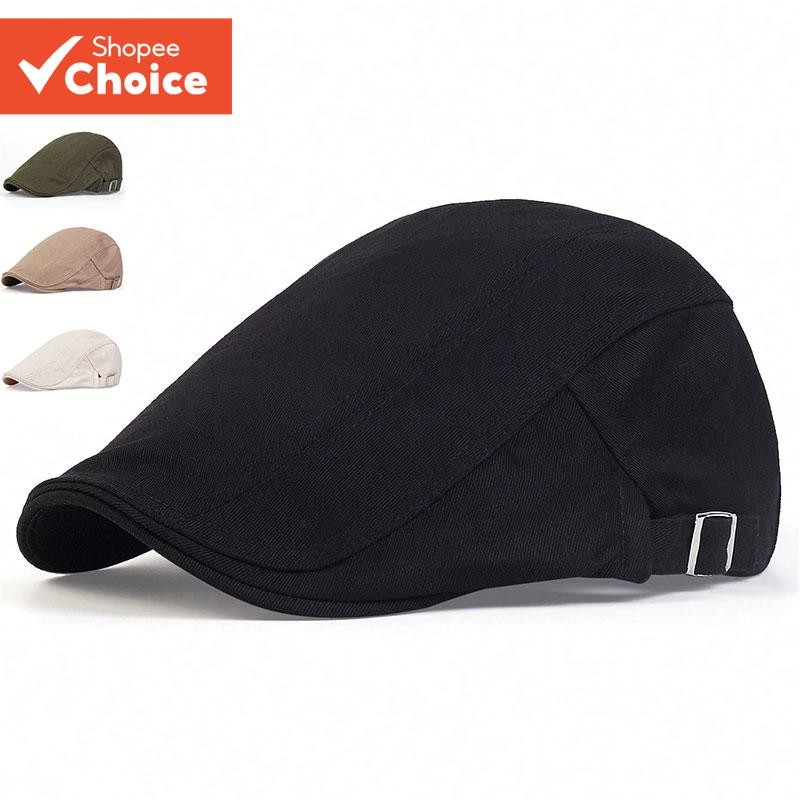 Unisex British Retro Beret - หมวก Newsboy สีทึบน้ําหนักเบาแบบปรับได้สําหรับ Casual/Urban