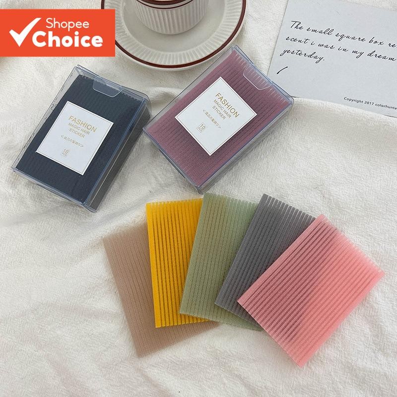 สติกเกอร์แฮร์ไลน์สีสันสดใส 10 ชิ้น - กาวหน้าม้าไม่ร่องรอยสําหรับการแต่งหน้าและล้างหน้าได้ง่าย