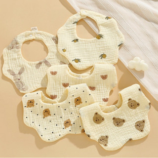 ผ้ากันเปื้อน ผ้าซับน้ำลายเด็ก คอบัว ผ้าฝ้ายทอ 6 ชั้น