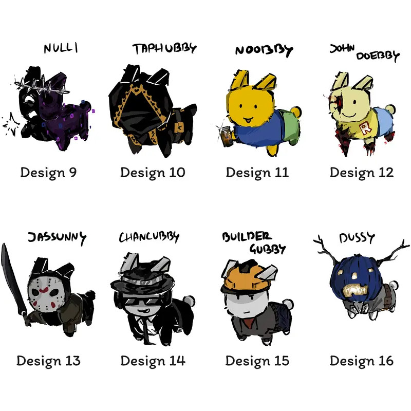 🥣 Design 9-Design 16）Roblox hirt c00lkidd - hedletsky Blame John - Gubby - Forsaken Two Time - 1x1x1