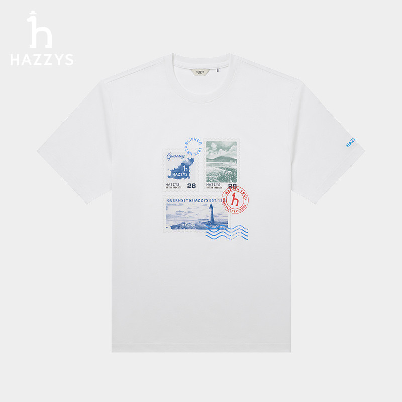 Hazzys Haggis Summer เสื้อยืดแขนสั้นลายลําลองสําหรับบุรุษใหม่ 610