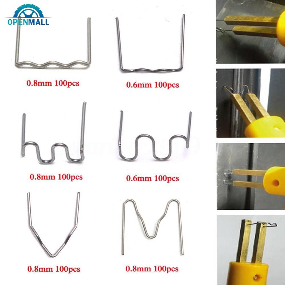 OPENMALL 100 ชิ้น Hot Stapler Staples สําหรับเครื่องเชื่อมพลาสติกเครื่องมือรถเสียหายกันชนชุดซ่อม D7G5