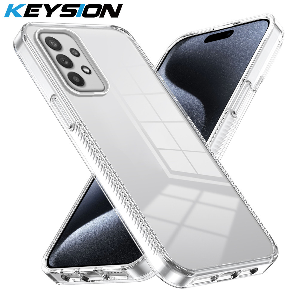 KEYSION กรณีโปร่งใสสําหรับ Samsung A53 5G A73 A23 A13 TPU + PC Anti-slip HD กันกระแทกฝาครอบโทรศัพท์สําหรับ Galaxy A52 S 5G A32