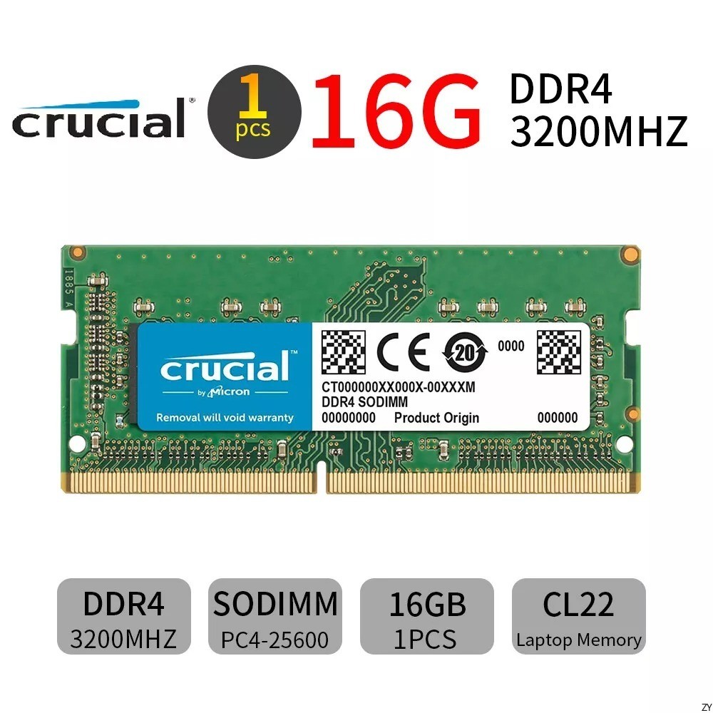 สําหรับ Crucial 16GB DDR4 3200MHz PC4-25600S แล็ปท็อป 260Pin CL22 SODIMM หน่วยความจํา ZY121