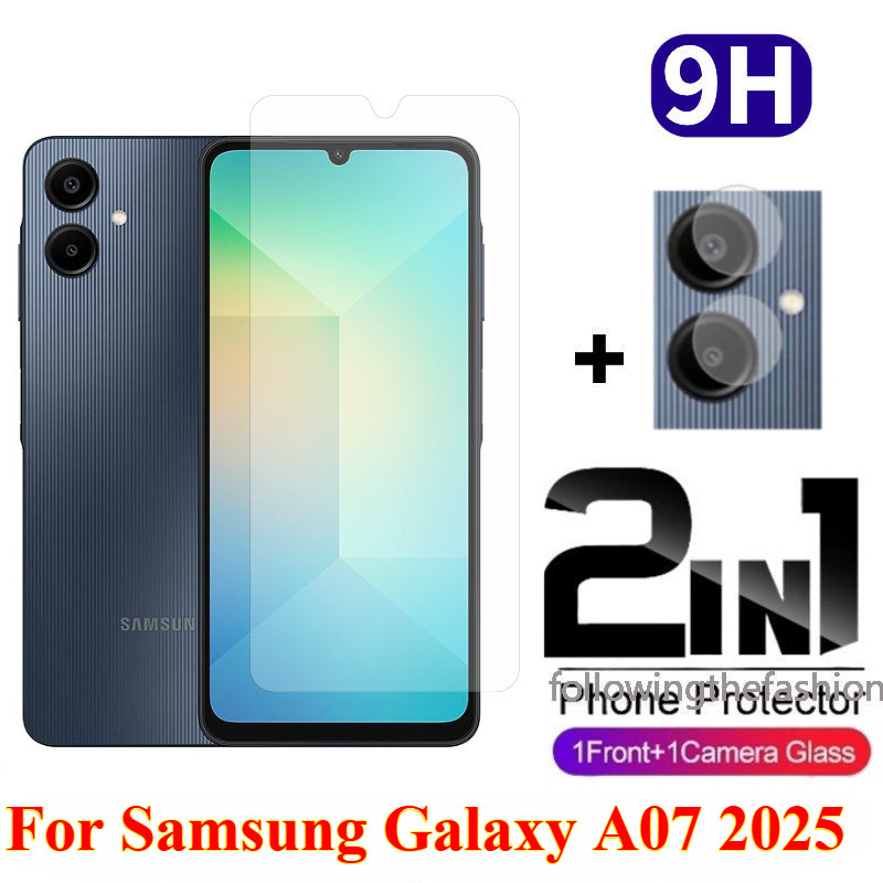 2 in 1 ป้องกันหน้าจอสําหรับ Samsung Galaxy A07 2025 Galaxy A07 A 07 A06 A05 A05s 4G 5G Full Coverage HD กระจกนิรภัยป้องกันหน้าจอโทรศัพท์ฟิล์มด้านหน้ากล้องกลับฟิล์ม