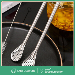 ช้อนแบบมีหลอด 2in ช้อนกรองชาสแตนเลส หลอดดูด ช้อนกรอง หลอดดูด…