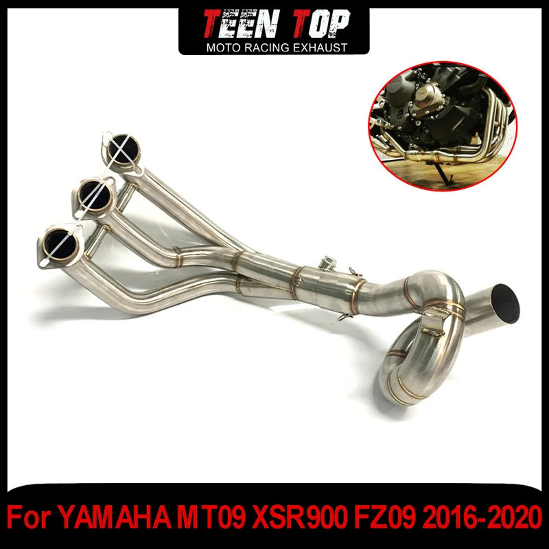 Mo 51MM Exhaust Front Link Pipe For YAMAHA MT09 FZ09 XSR900 Exhaust Elbow Motorcycle Escape Stainles