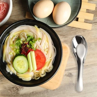 5-30 ชิ้น ช้อนก้นแบนสแตนเลสเกรดอาหาร / ช้อนแตงโมข้น / ช้อนซุปจีนแบบเข้มข้น