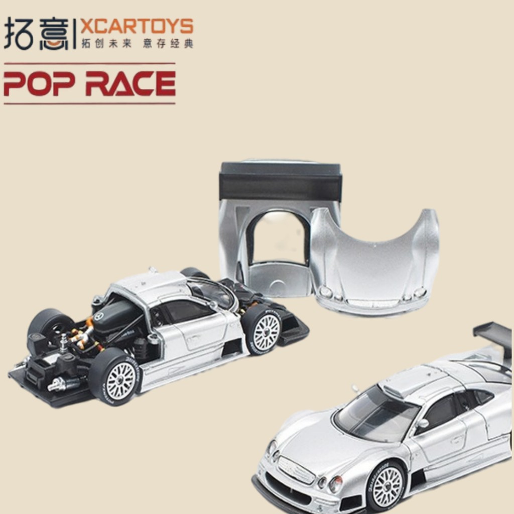 โมเดลรถดีไซน์ POPRACE 1:64 Mercedes-Benz CLK-GTR สำหรับเด็กผู้ชายและนักสะสม